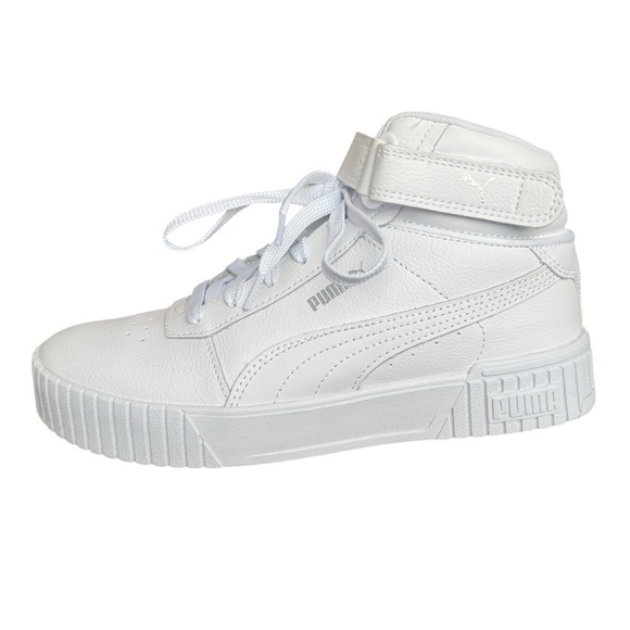 Puma Carina 2.0 Mid Sneakers White Silver Leather US Woman’s Size: 8.5 - Picture 5 of 10